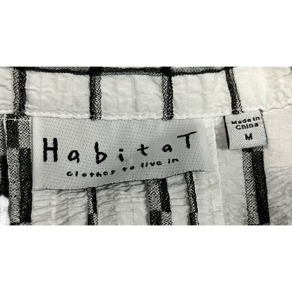 Habitat Clothes To Live In Tunic Size Medium Black White Stripes Textured Artsy - Picture 10 of 13